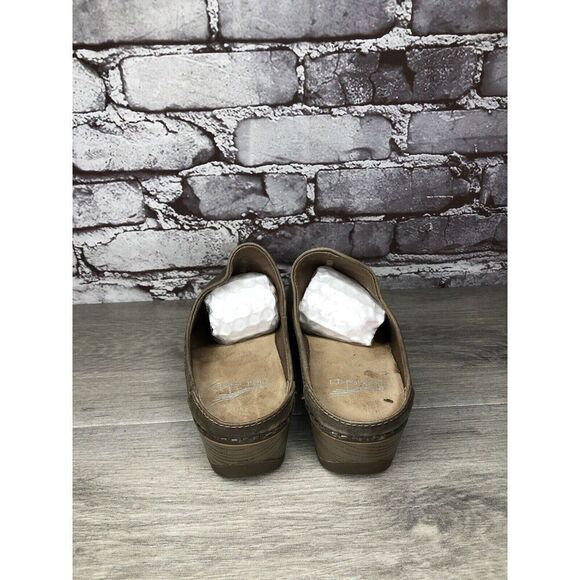 Dansko Brown Leather Round Toe Mule  Pumps Heel Clogs Shoes Women Sz 36EU/6M US - Picture 15 of 16